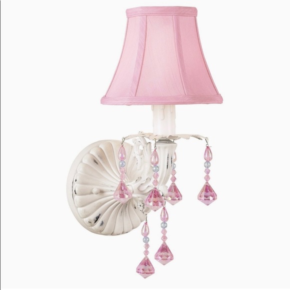 "Pretty in Pink" mini
chandelier wall sconce. - Picture 2 of 6